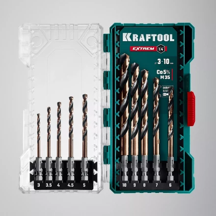 Набор сверл по металлу, хвостовик НЕХ-1/4, сталь М35-Со5% 29652-H10 купить в Надыме