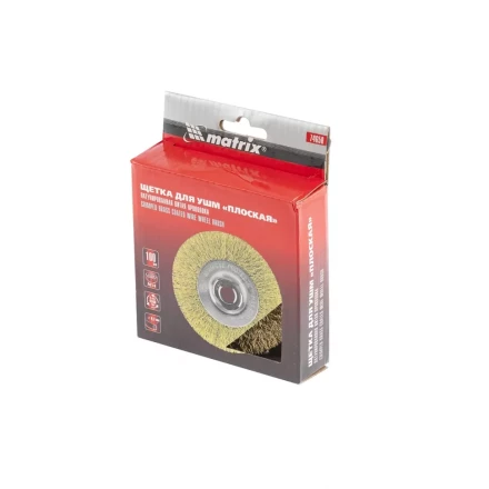 Щетка для УШМ 100 мм М14 плоская латунированная витая проволока MATRIX 74650 купить в Надыме