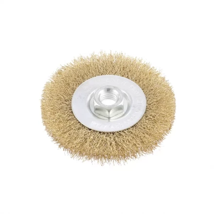 Щетка для УШМ 100 мм М14 плоская латунированная витая проволока MATRIX 74650 купить в Надыме