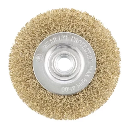 Щетка для УШМ 100 мм М14 плоская латунированная витая проволока MATRIX 74650 купить в Надыме