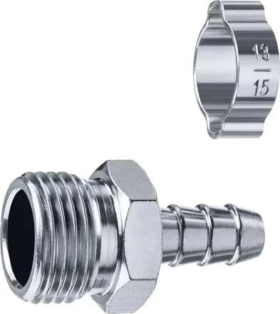ЗУБР штуцер елочка, 10 мм - 1/2M, переходник с обжимным хомутом, Профессионал (64924-1/2-10) купить в Надыме