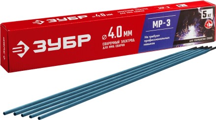 ЗУБР Д 4.0 х 450 мм, 5 кг в коробке МР-3 рутиловый, электрод сварочный (40015-4.0) купить в Надыме