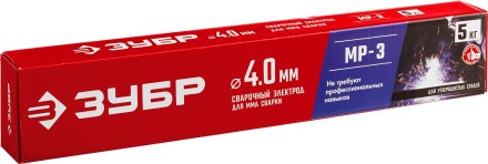 ЗУБР Д 4.0 х 450 мм, 5 кг в коробке МР-3 рутиловый, электрод сварочный (40015-4.0) купить в Надыме