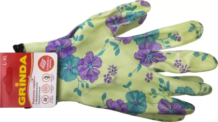 Перчатки GRINDA садовые, прозрачное нитриловое покрытие, размер L-XL, зеленые 11295-XL купить в Надыме