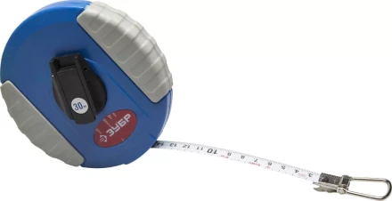 Мерная лента ЗУБР "ЭКСПЕРТ", стальное полотно с нейлоновым покрытием, двухкомпонентный ударопрочный корпус, 30м 34165-30_z01 купить в Надыме