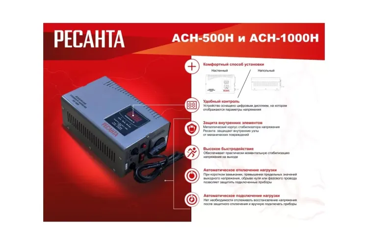 Стабилизатор напряжения Ресанта АСН-1000 Н 63/6/64 купить в Надыме