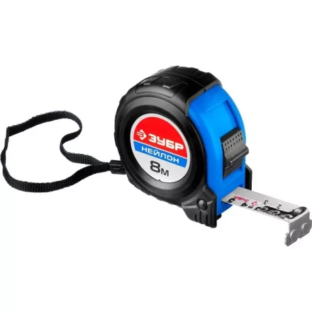 Рулетка ЗУБР "НЕЙЛОН", нейлоновое покрытие, упрочненное полотно, ударопрочный обрезиненный корпус, 8м/25мм 34056-08-25_z01 купить в Надыме