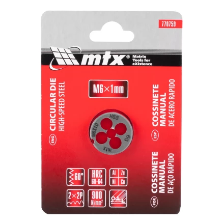 Плашка М6 х 1 мм, Р6М5 Matrix 770759 купить в Надыме