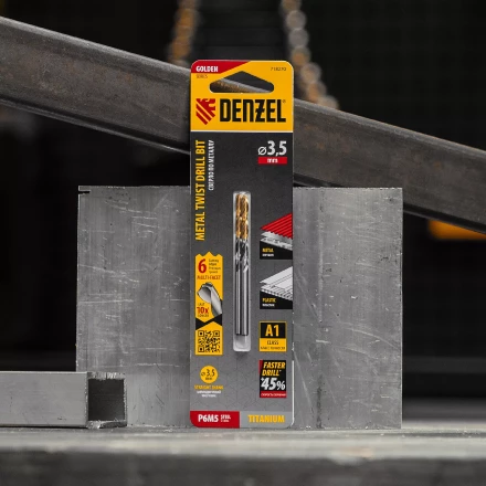 Сверло спиральное по металлу 3,5 x 70мм, Р6М5, Golden Tip, многогранная заточка, 2шт. Denzel 718270 купить в Надыме