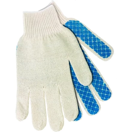 Перчатки х/б, ПВХ шахматный облив, 5 пар в упаковке Россия 67812 купить в Надыме