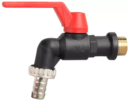 Кран угловой ЗУБР шаровой "папа-соединит шланг", пластиковый корпус, 1/2"х15 4-51560-P-1/2-15 купить в Надыме