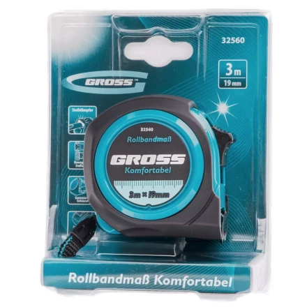 Рулетка Komfortabel 3 м х 19 мм обрезиненный корпус Gross 32560 купить в Надыме