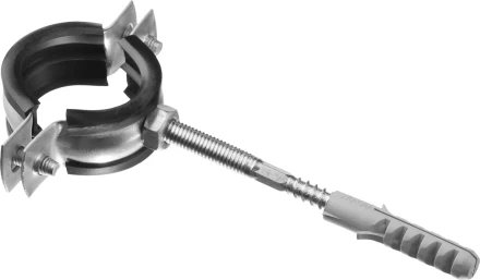 ЗУБР "МАСТЕР". Хомут трубный с гайкой, оцинкованный, в комплекте с сантехнической шпилькой и дюбелем, 1", 1шт 37866-32-36 купить в Надыме