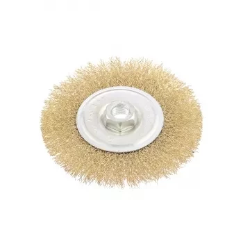 Щетка для УШМ, 125 мм, М14, плоская, латунированная витая проволока  MATRIX 74651 купить в Надыме