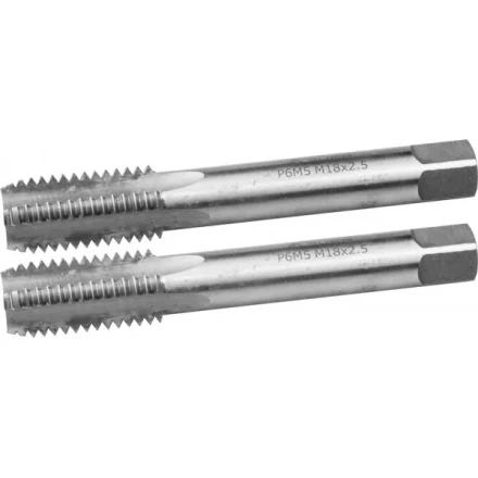 Метчики ЗУБР "ЭКСПЕРТ" машинно-ручные, комплектные для нарезания метрической резьбы в сквозных отверстиях, М18х2,5, 2шт 4-28007-18-2.5-H2 купить в Надыме