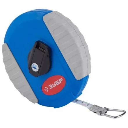 Мерная лента ЗУБР "ЭКСПЕРТ", стальное полотно с нейлоновым покрытием, двухкомпонентный ударопрочный корпус, 50м 34165-50_z01 купить в Надыме