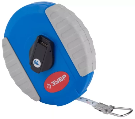 Мерная лента ЗУБР "ЭКСПЕРТ", стальное полотно с нейлоновым покрытием, двухкомпонентный ударопрочный корпус, 50м 34165-50_z01 купить в Надыме