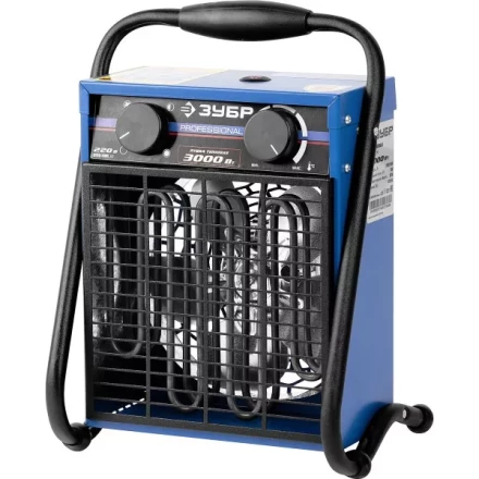 Пушка ЗУБР "ПРОФЕССИОНАЛ" "Квадрат" тепловая электрическая, двойные стенки (термос), гладкий нерж ТЭН, 3/1,5 кВт, 220В ЗТПЭ-3000_М2 купить в Надыме