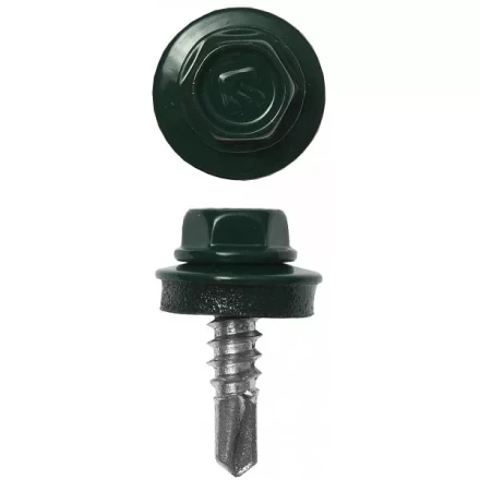 Саморезы ЗУБР "ПРОФЕССИОНАЛ" окраш., RAL 6005 зелен. насыщен., для крепл. кров. матер. к металл. констр., 5.5x25мм, 1800шт 4-300310-55-025-6005 купить в Надыме