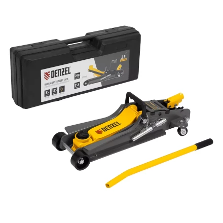 Домкрат гидравлический подкатной с фиксатором Denzel 51233, 2,5 т,  85-385 мм, в пласт. кейсе купить в Надыме