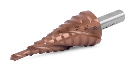 Ступенчатое сверло MESSER HSS CO  4-22х10 с кобальтовым покрытием и тремя спиральными канавками. купить в Надыме