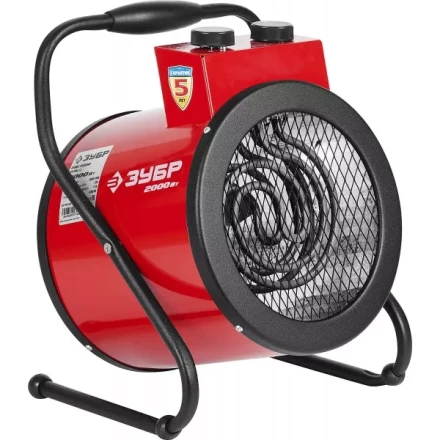 Пушка ЗУБР "МАСТЕР" "круглая" тепловая электрическая, гладкий нерж ТЭН, 2/1 кВт, 220В ЗТП-2000_М2 купить в Надыме