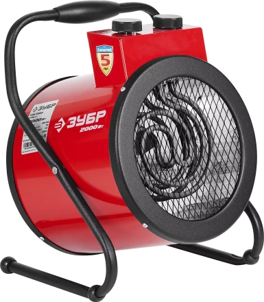 Пушка ЗУБР "МАСТЕР" "круглая" тепловая электрическая, гладкий нерж ТЭН, 2/1 кВт, 220В ЗТП-2000_М2 купить в Надыме