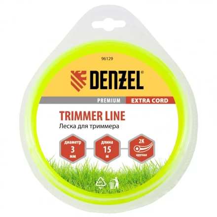 Леска для триммера двухкомпонентная круглая 3,0 мм 15 м Extra cord Denzel 96129 купить в Надыме