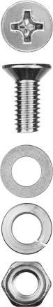 Винт (DIN965) в комплекте с гайкой (DIN934), шайбой (DIN125), шайбой пруж. (DIN127), M4 x 16 мм, 30 шт, ЗУБР 303456-04-016 купить в Надыме