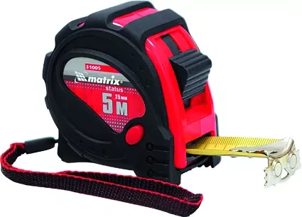 Рулетка Status magnet 3 fixations 5 м х 25 мм обрезиненный корпус зацеп с магнитом  MATRIX 31005 купить в Надыме