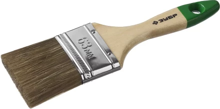 Кисть плоская  ЗУБР "ЛАЗУРЬ-МАСТЕР", смешанная щетина, деревянная ручка, 63мм 4-01009-063 купить в Надыме