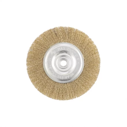 Щетка для УШМ 150 мм М14 плоская латунированная витая проволока MATRIX 74652 купить в Надыме