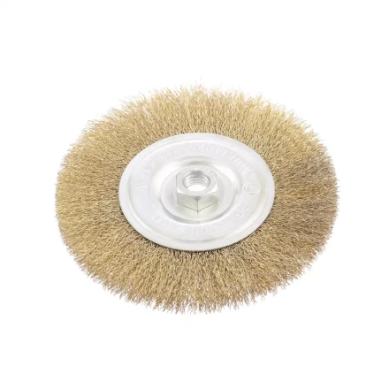 Щетка для УШМ 150 мм М14 плоская латунированная витая проволока MATRIX 74652 купить в Надыме