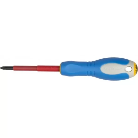 ЗУБР "ПРОФИ ЭЛЕКТРИК". Отвертка Cr-V, трехкомпонент рукоятка, высоковольтная до ~1000В, PH №1, 80 мм 25262-1-080 купить в Надыме