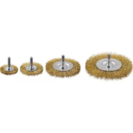 ЗУБР "ПРОФЕССИОНАЛ". Набор щеток дисковых для дрели, витая стальная латунированная проволока 0,3мм, 4 шт 3521-H4_z03 купить в Надыме