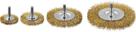 ЗУБР "ПРОФЕССИОНАЛ". Набор щеток дисковых для дрели, витая стальная латунированная проволока 0,3мм, 4 шт 3521-H4_z03 купить в Надыме