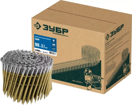 ЗУБР CNW 90 х 3.1 мм, барабанные гвозди рифленые, 3600 шт (305382-90) купить в Надыме