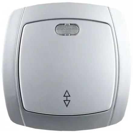 Выключатель СВЕТОЗАР "АКЦЕНТ" проходной одноклавишный в сборе, с подсветкой, цвет серебристый металлик, 10А/~250В SV-54238-SM купить в Надыме