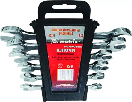 Набор ключей рожковых  6 х 17 мм 6 шт. CrV хромированные MATRIX 15231 купить в Надыме