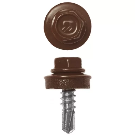 Саморезы ЗУБР "ПРОФЕССИОНАЛ" окраш., RAL 8017 шокол.-коричн., для крепл. кров. матер. к металл. констр. , 5.5x25мм, 1800шт 4-300310-55-025-8017 купить в Надыме