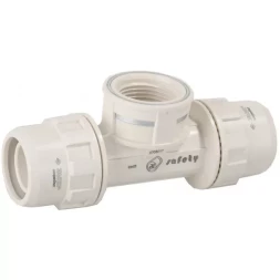 Тройник ЗУБР "ШиреФит" переходной "штуцер с гайкой - внутренняя резьба - штуцер с гайкой", 32мм-1"-32мм 51502-32-1-32