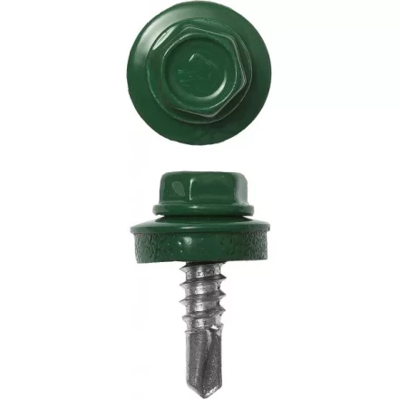 Саморезы ЗУБР "ПРОФЕССИОНАЛ" окраш., RAL 6002 зелен. лист, для крепл. кров. матер. к металл. констр., 5.5x25мм, 1800шт 4-300310-55-025-6002 купить в Надыме