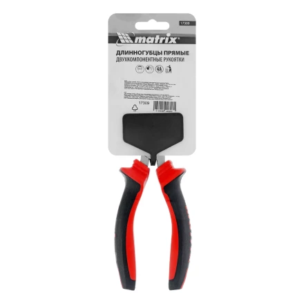 Длинногубцы прямые Matrix, 160 мм, хром-ванадий, двухкомпонентные рукоятки, 17309 купить в Надыме