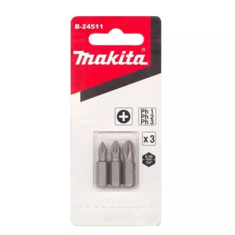 Биты Makita PH1,2,3 25мм 3шт (B-24511) купить в Надыме