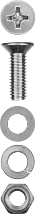 Винт (DIN965) в комплекте с гайкой (DIN934), шайбой (DIN125), шайбой пруж. (DIN127), M4 x 20 мм, 25 шт, ЗУБР 303456-04-020 купить в Надыме