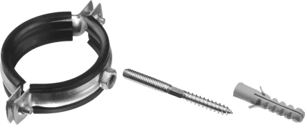 ЗУБР "МАСТЕР". Хомут трубный с гайкой, оцинкованный, в комплекте с сантехнической шпилькой и дюбелем, 2", 1шт 37866-59-64 купить в Надыме