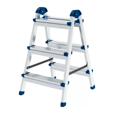 Стремянка двухсторонняя 3 ступени сталь профиль стальные ступени Сибртех 97983 купить в Надыме