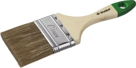 Кисть плоская  ЗУБР "ЛАЗУРЬ-МАСТЕР", смешанная щетина, деревянная ручка, 75мм 4-01009-075 купить в Надыме