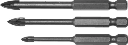 Набор ЗУБР "ПРОФЕССИОНАЛ": Сверла по кафелю, керамике, с четырьмя режущими лезвиями 4, 6, 8 мм, 3 шт 29845-H3_z01 купить в Надыме