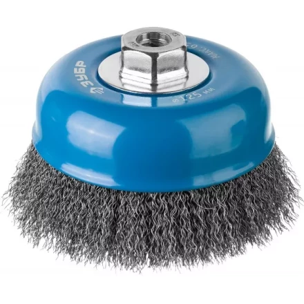 ЗУБР "ПРОФЕССИОНАЛ". Щетка чашечная для УШМ, витая стальная проволока 0,3мм, 125ммхМ14 35261-125_z02 купить в Надыме